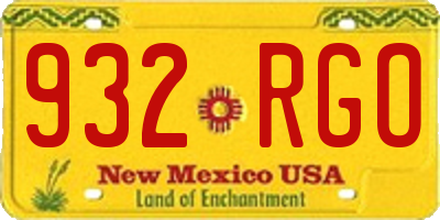NM license plate 932RGO