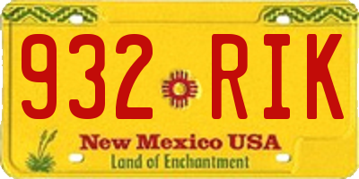 NM license plate 932RIK