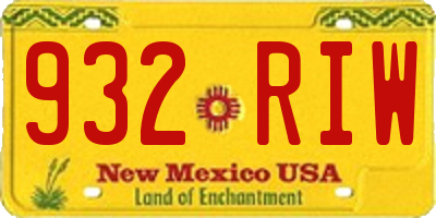 NM license plate 932RIW
