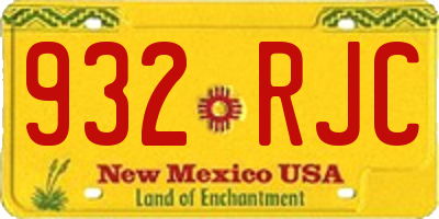 NM license plate 932RJC