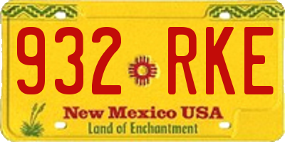 NM license plate 932RKE