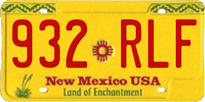 NM license plate 932RLF