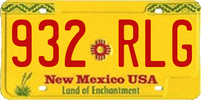 NM license plate 932RLG