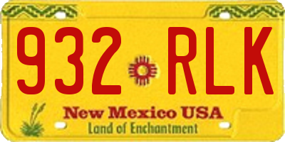 NM license plate 932RLK