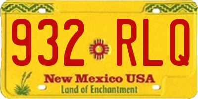 NM license plate 932RLQ
