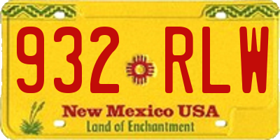 NM license plate 932RLW