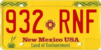 NM license plate 932RNF