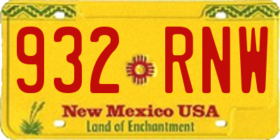 NM license plate 932RNW