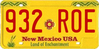 NM license plate 932ROE