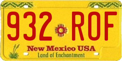 NM license plate 932ROF