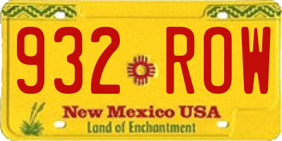 NM license plate 932ROW