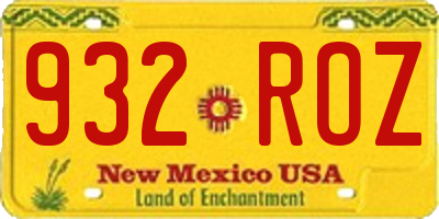 NM license plate 932ROZ