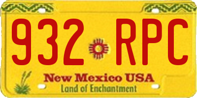 NM license plate 932RPC