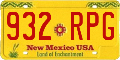 NM license plate 932RPG
