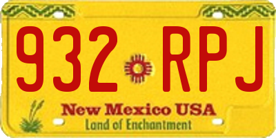 NM license plate 932RPJ