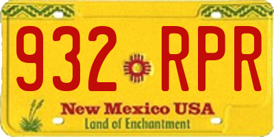 NM license plate 932RPR