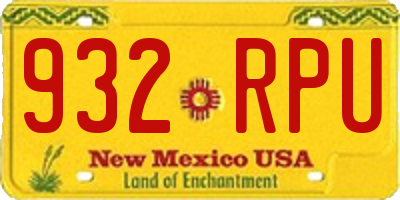 NM license plate 932RPU