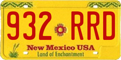 NM license plate 932RRD