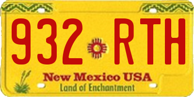 NM license plate 932RTH
