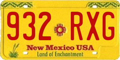 NM license plate 932RXG