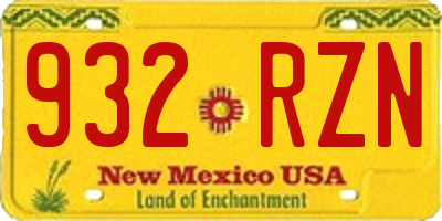 NM license plate 932RZN
