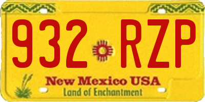 NM license plate 932RZP