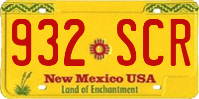 NM license plate 932SCR