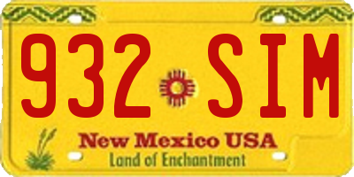 NM license plate 932SIM