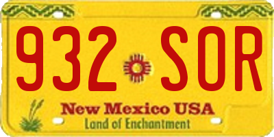 NM license plate 932SOR
