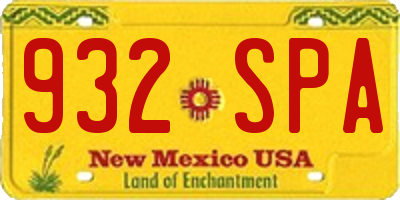 NM license plate 932SPA
