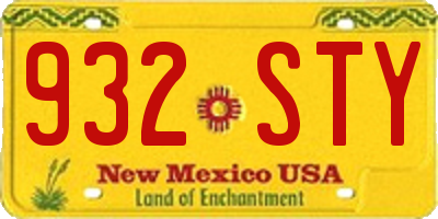 NM license plate 932STY