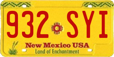 NM license plate 932SYI
