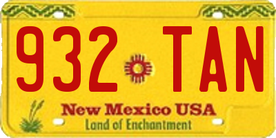 NM license plate 932TAN