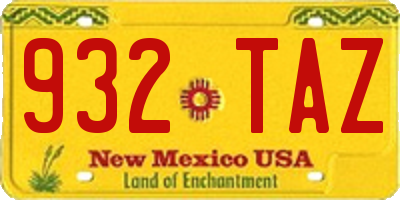 NM license plate 932TAZ