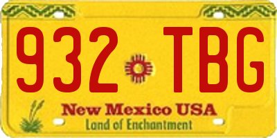 NM license plate 932TBG