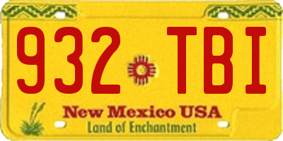 NM license plate 932TBI