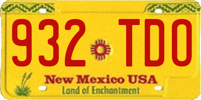 NM license plate 932TDO