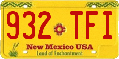 NM license plate 932TFI