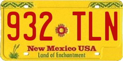 NM license plate 932TLN