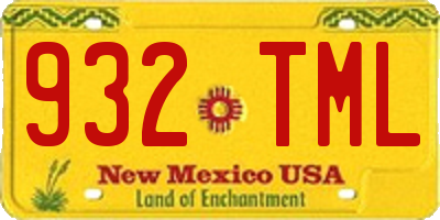 NM license plate 932TML