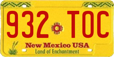 NM license plate 932TOC