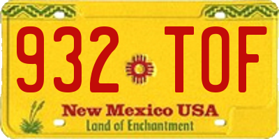 NM license plate 932TOF