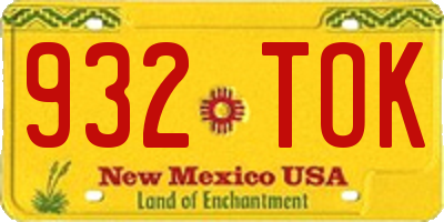 NM license plate 932TOK