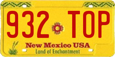 NM license plate 932TOP