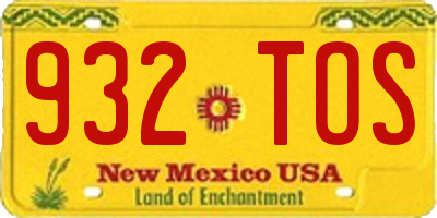NM license plate 932TOS