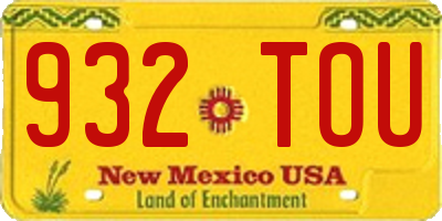 NM license plate 932TOU