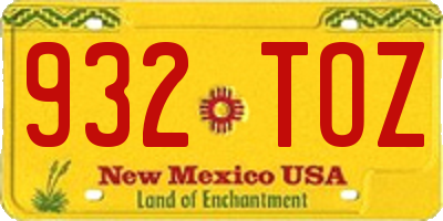 NM license plate 932TOZ