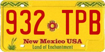 NM license plate 932TPB
