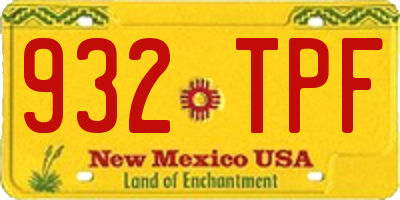NM license plate 932TPF