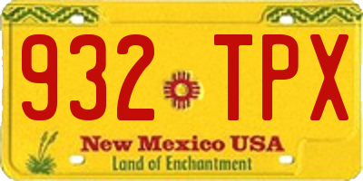 NM license plate 932TPX